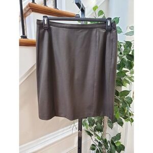 The Limited Stretch Women's Solid Brown Polyester Straight Knee Length Skirts 12